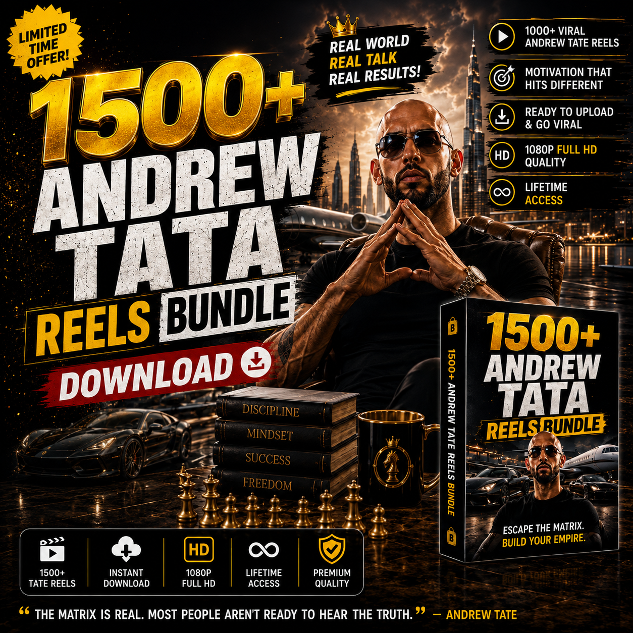 1500+ Andrew Tate Reels Bundle | Viral Motivation & Mindset