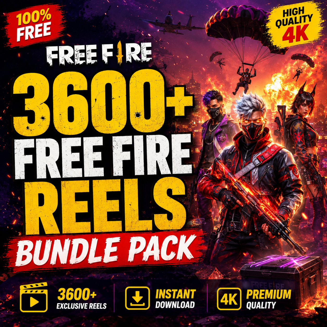 3600+ Free Fire Reels Bundle – Premium HD Gaming Content Pack